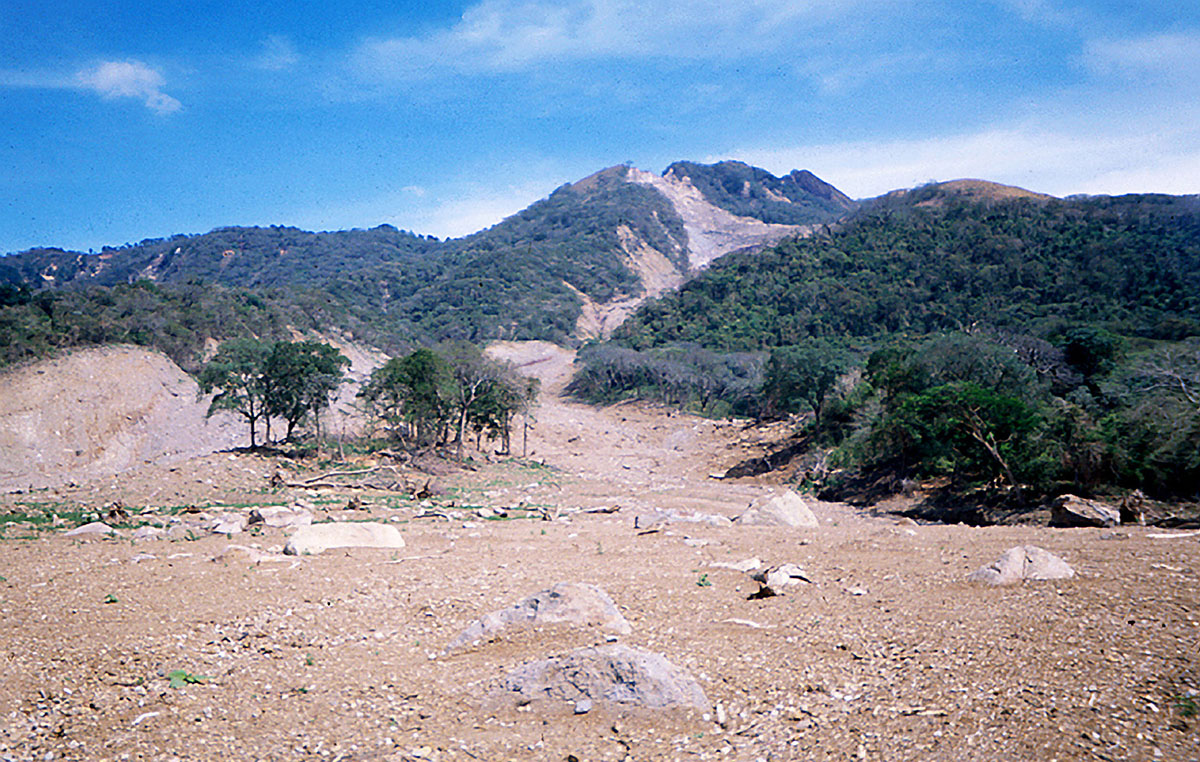 The destructive runout route of Casita’s flank collapse left deep scars on the land and in the hearts of those who lost loved ones and property. (Kevin Scott photo)
