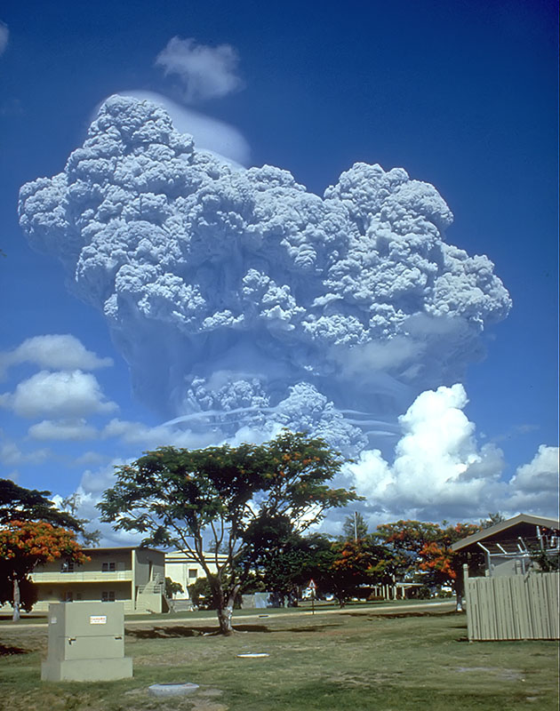 Evacuations from Clark Air Force Base were already underway on June 12, a few days before the volcano’s massive eruption. (USGS photo by Richard P. Hoblitt)