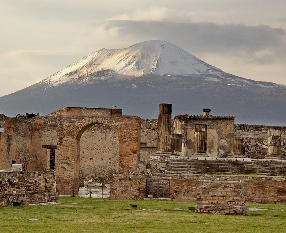 Most of Pompeii’s citizens were able to escape before Vesuvius erupted. The ruins of Pompeii and the sculpture-like figures of those who died are today part of a disaster museum. (iStock.com / DHuss)